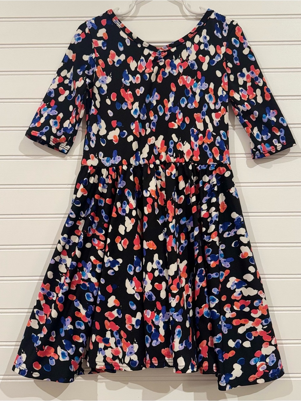 DotDotSmile Girls 5/6 Black Floral Ballerina Twirl Dress with Criss Cross Back